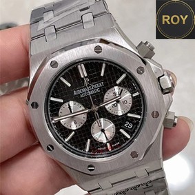 AP Audemars Piguet Black Dial Silver Stainless Steel- 42mm