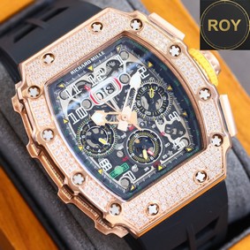 Richard Mille Automatic Movement Iced Black Rubber strap RM